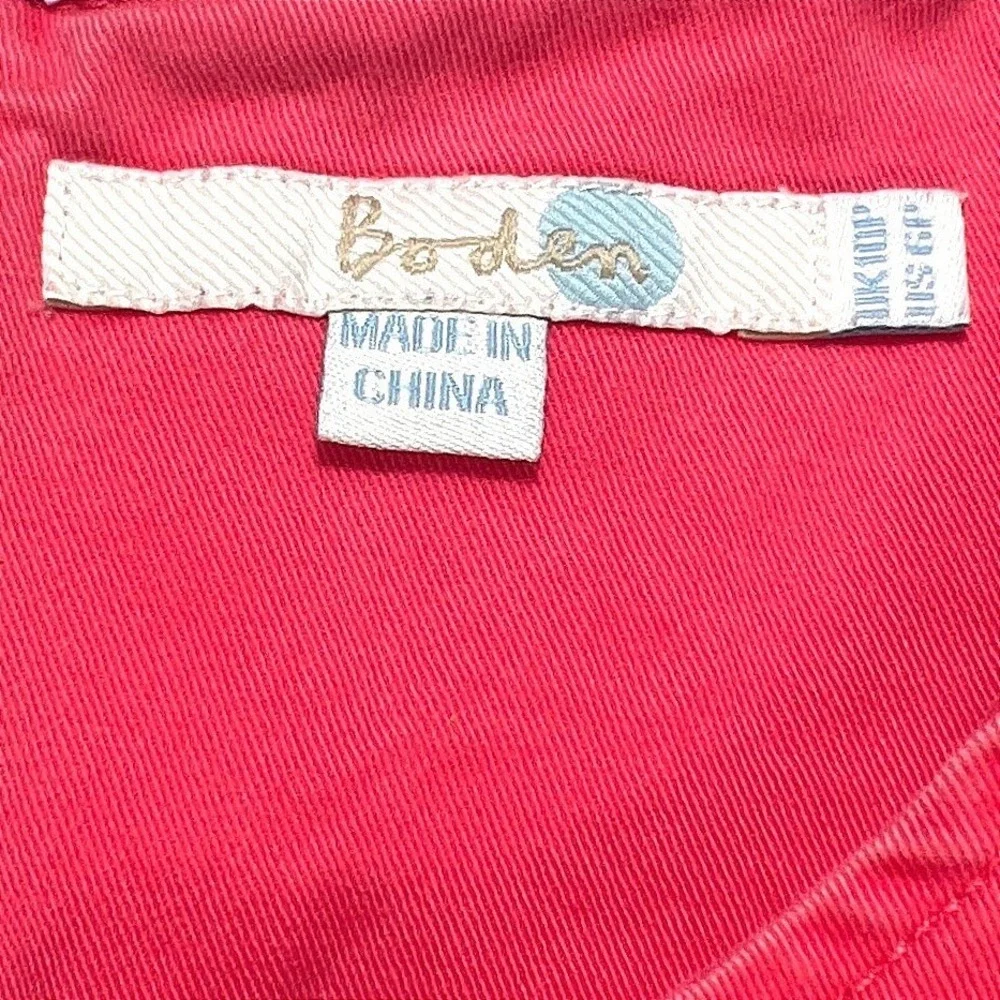 Boden Coral Pink Cotton Canvas Sleeveless Mini Dress Size 6P Pockets Chic Summer